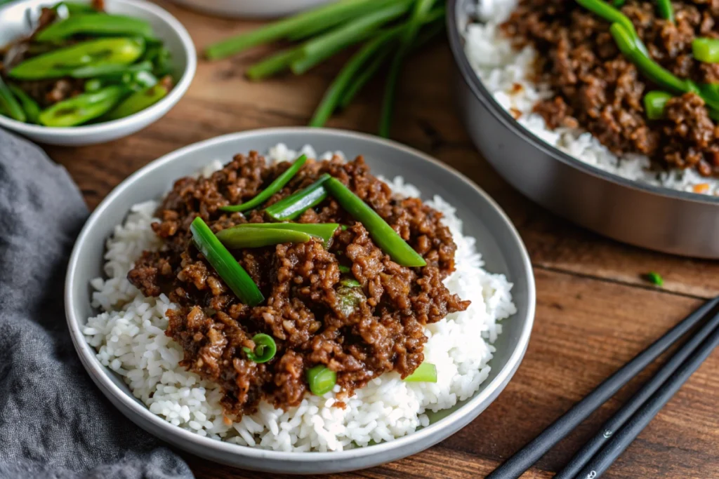 Easy Mongolian Ground Beef Bowl