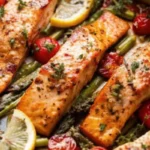 Lemon Garlic Salmon Tray Bake