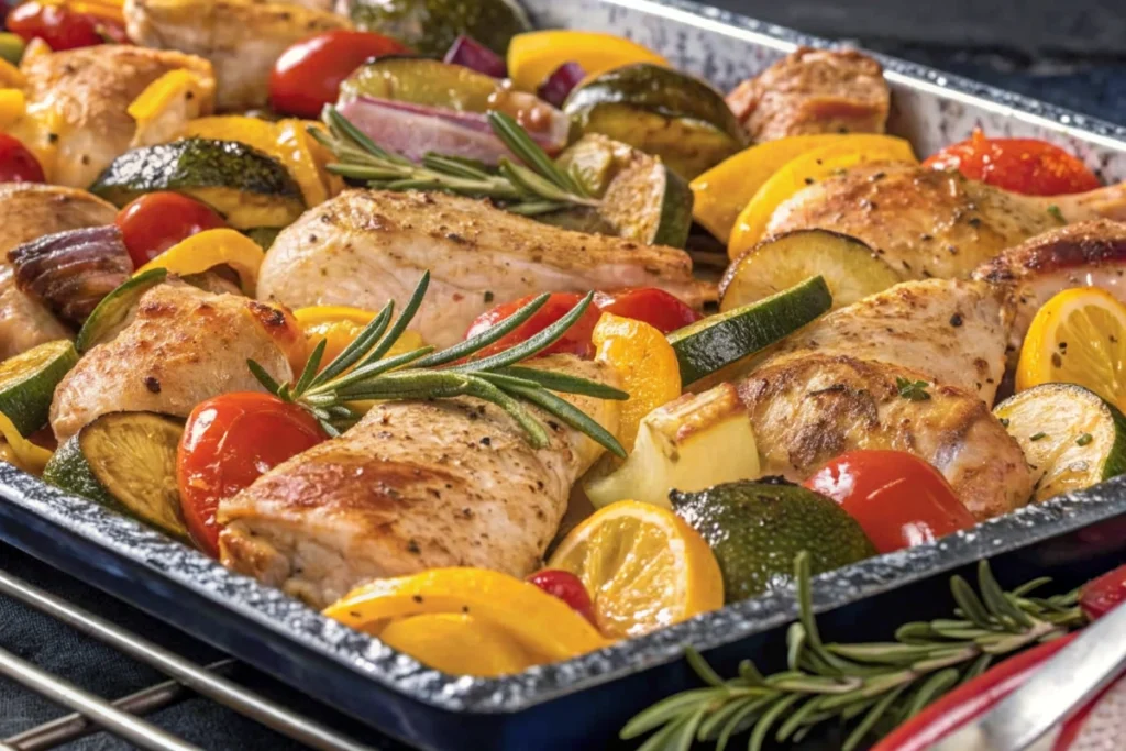 Mediterranean Sheet Pan Turkey and Veggies