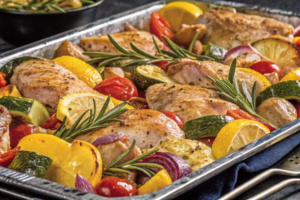Mediterranean Sheet Pan Turkey and Veggies