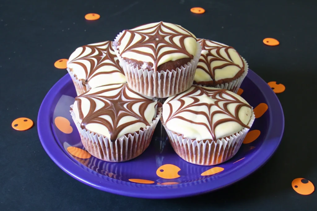 Spider Web Fudge Muffins