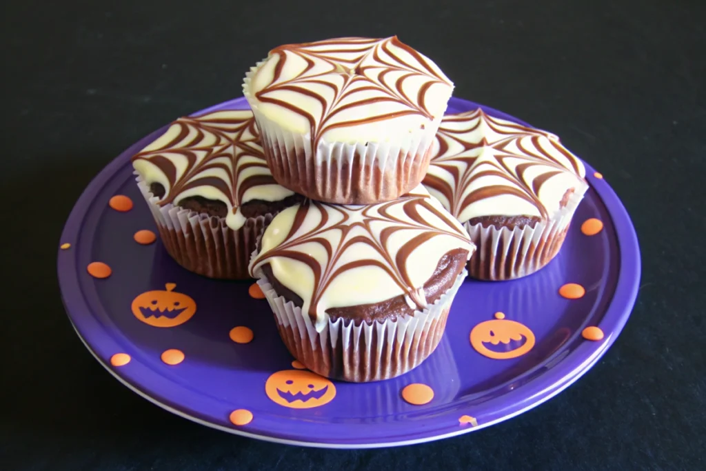 Spider Web Fudge Muffins
