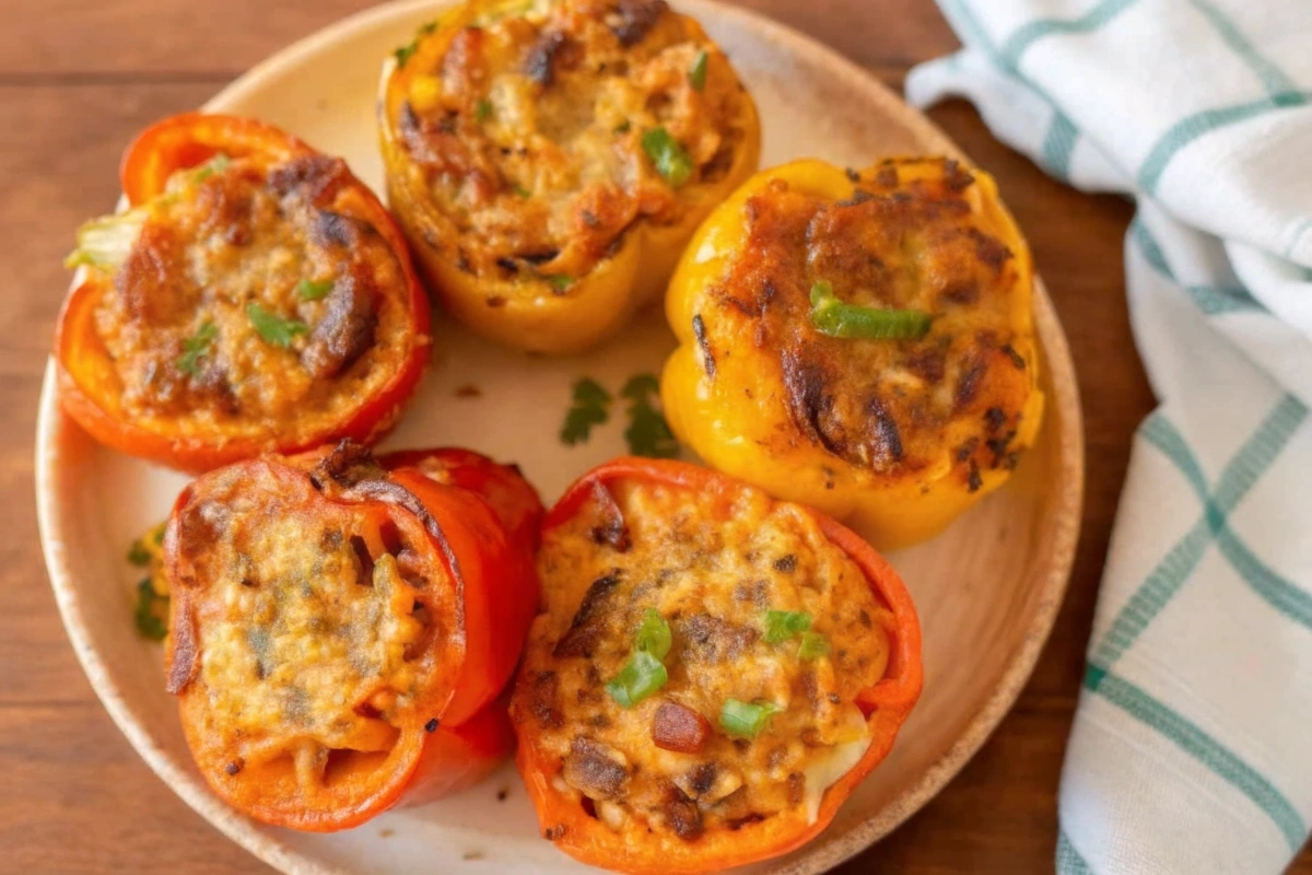 Air Fryer Stuffed Peppers with Ground Beef