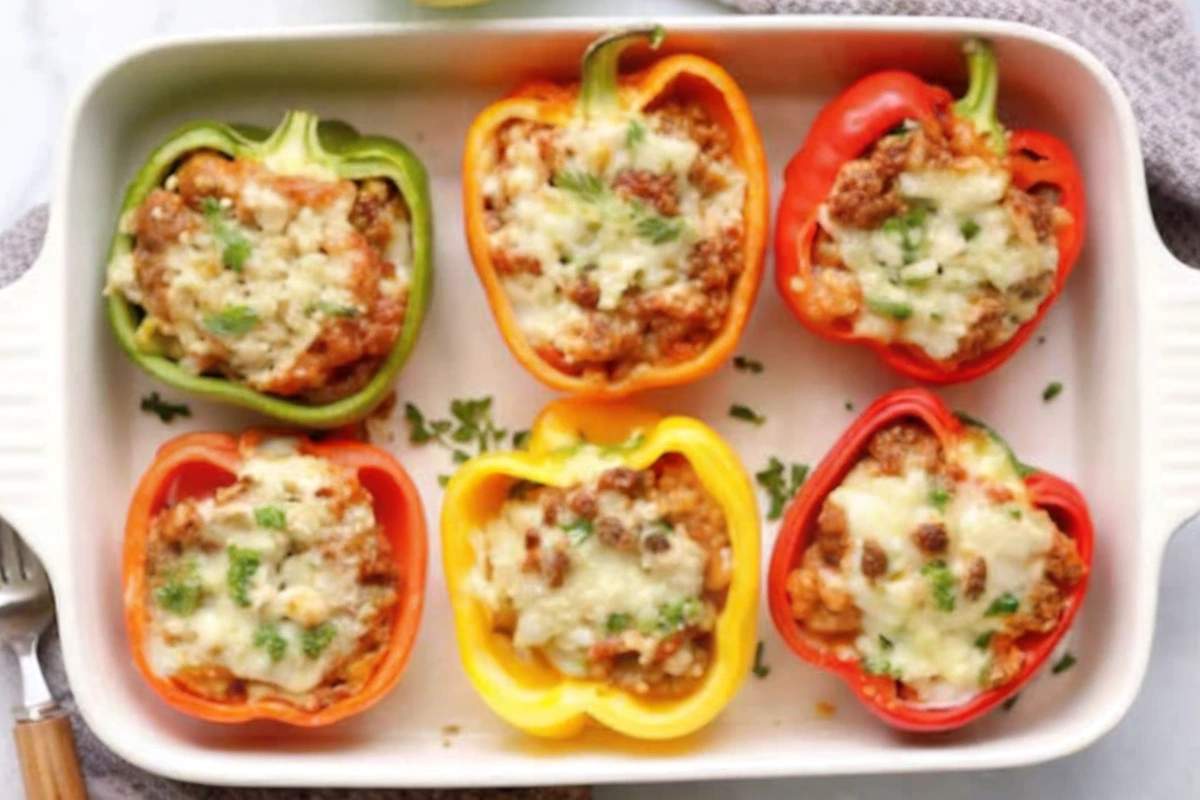 Cheesy Ground Beef Stuffed Peppers