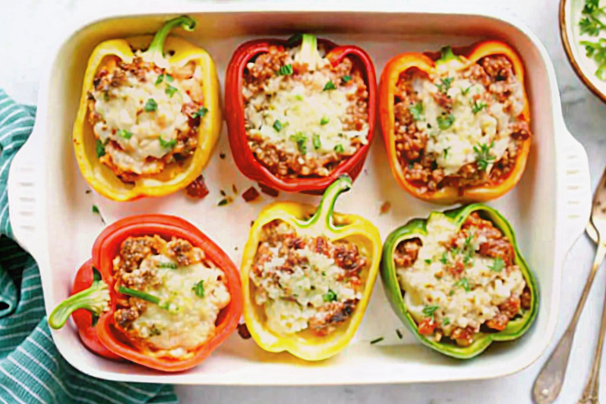 Cheesy Ground Beef Stuffed Peppers