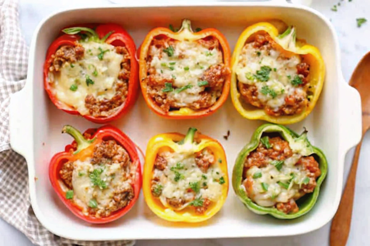 Cheesy Ground Beef Stuffed Peppers