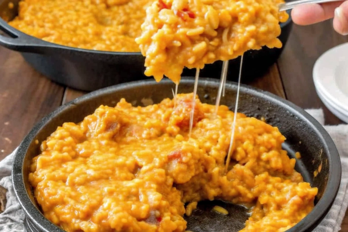 Cheesy Queso Ground Beef and Rice