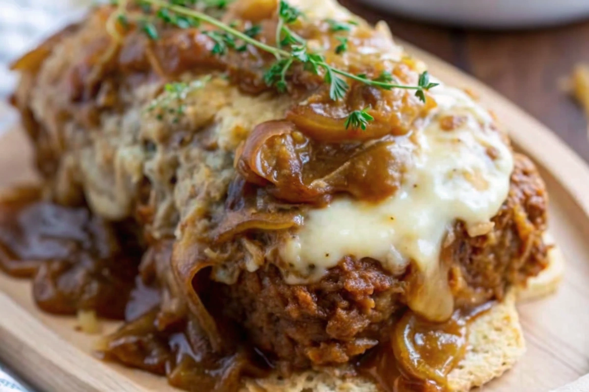 Crockpot French Onion Meatloaf