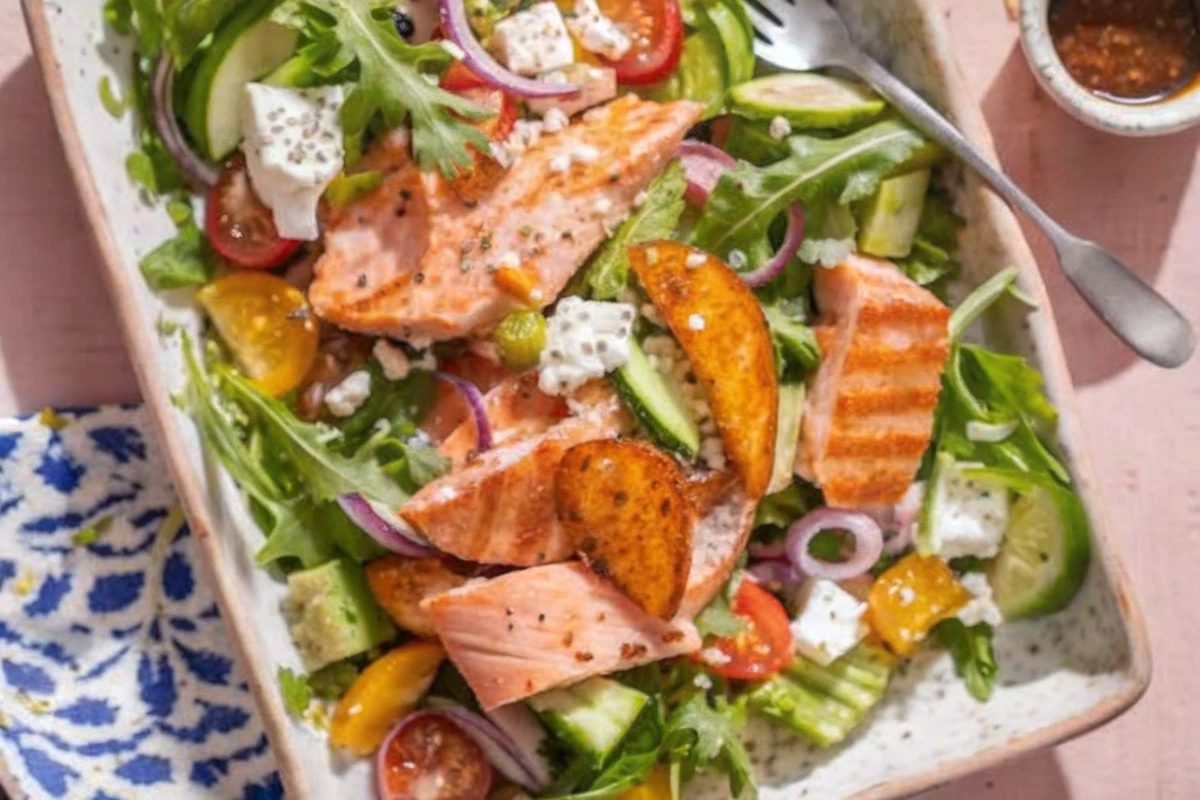 Greek Salad with Salmon