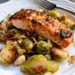 Salmon Sheet Pan Recipe with Shaved Brussels Sprouts