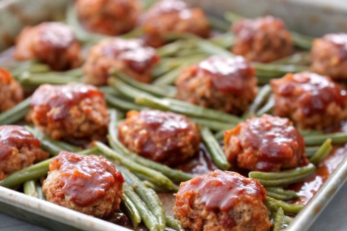 Sheet Pan Meatloaf and Green Beans Recipe