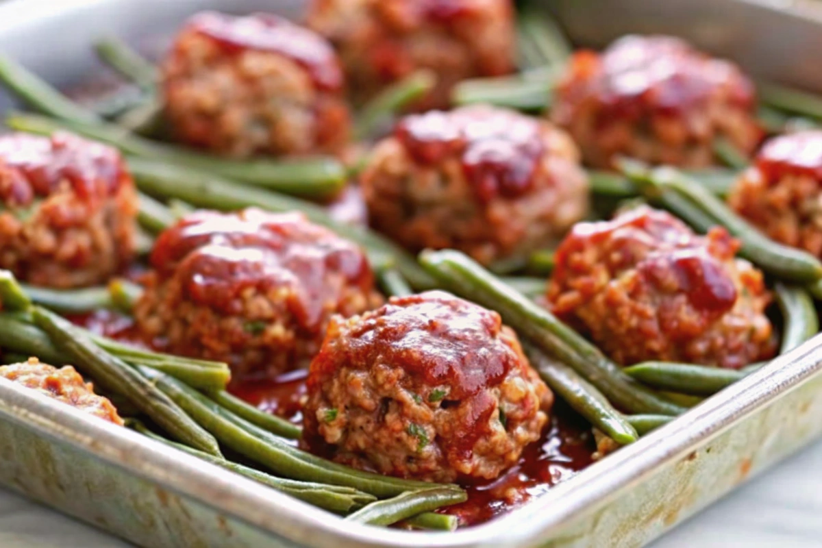 Sheet Pan Meatloaf and Green Beans Recipe