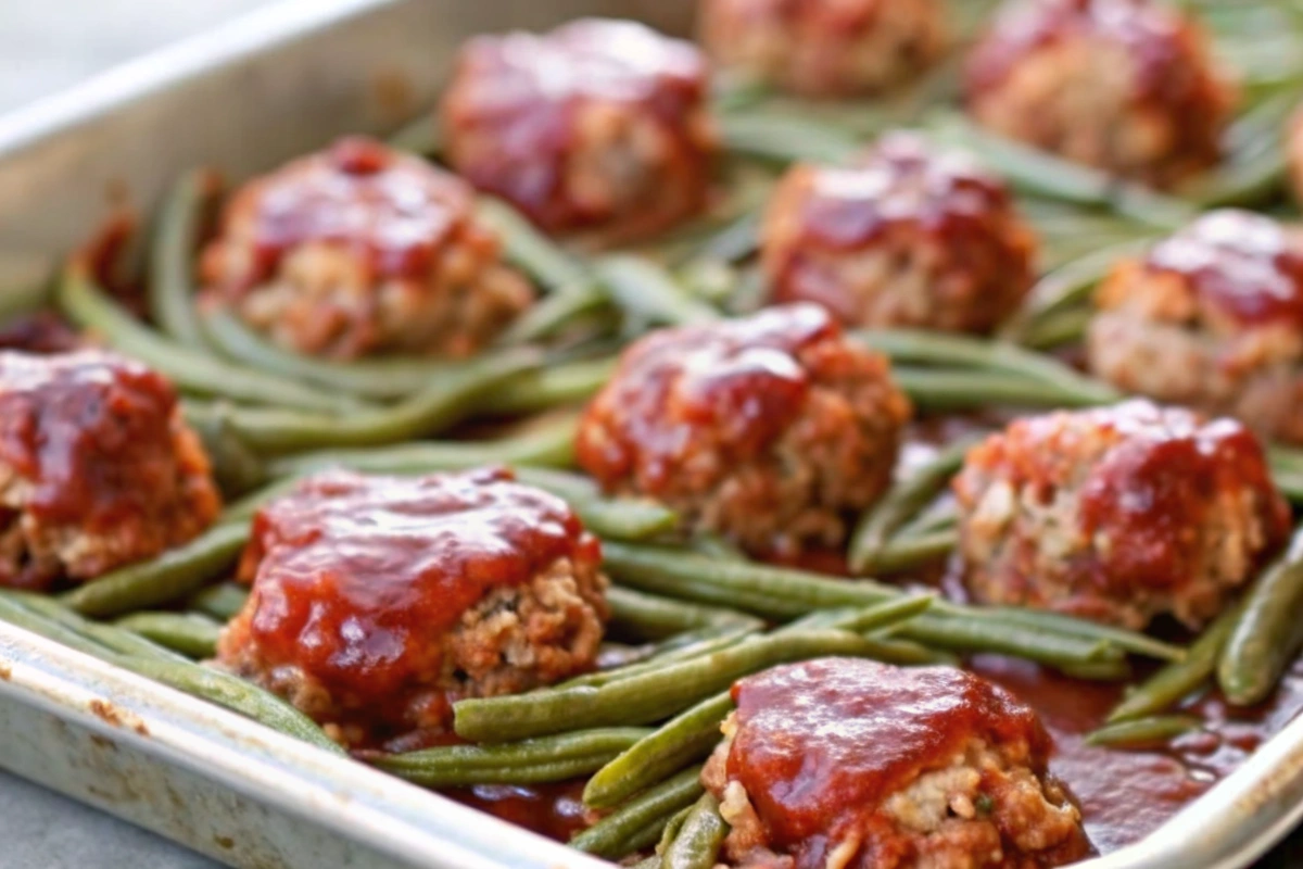 Sheet Pan Meatloaf and Green Beans Recipe