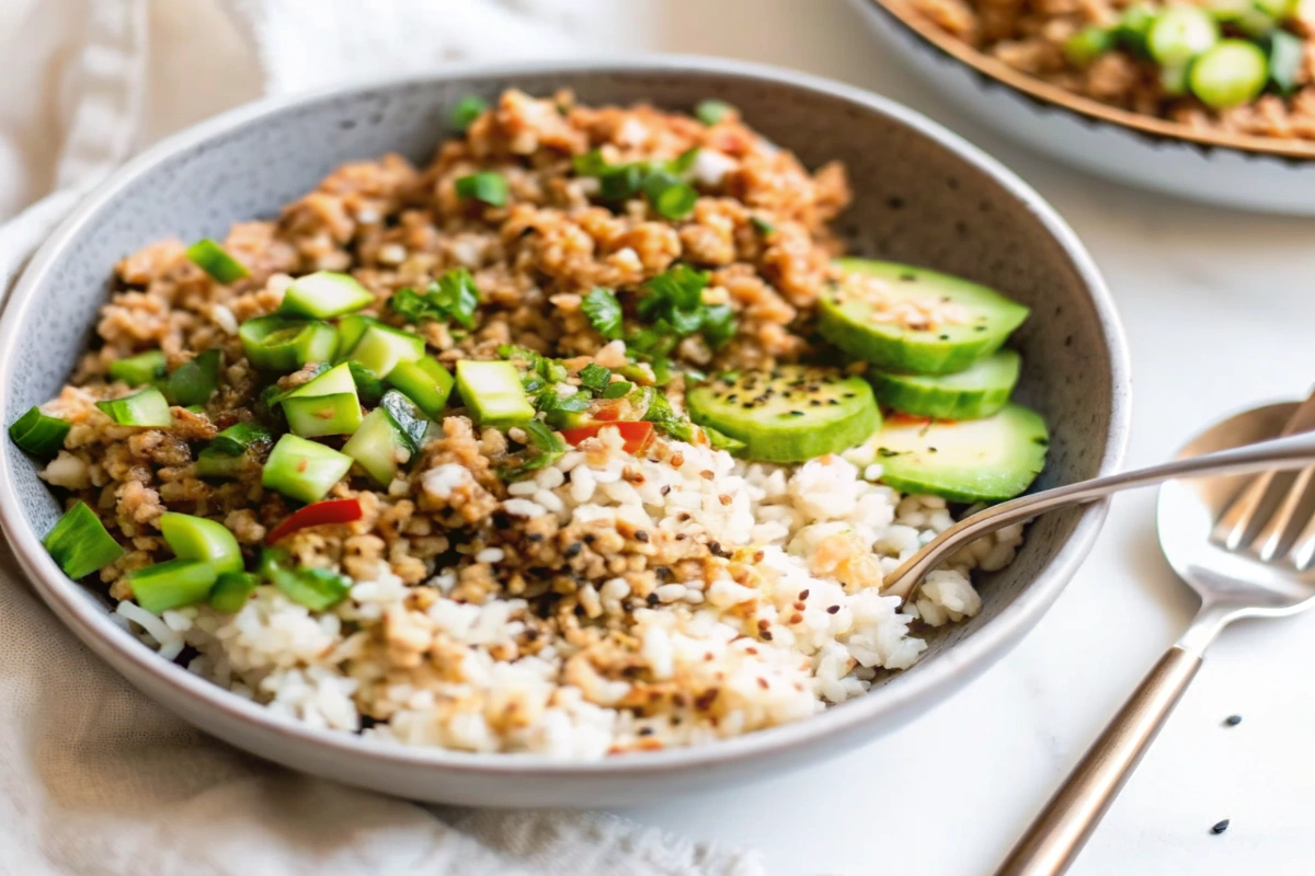 Spicy Canned Salmon Rice Bowl