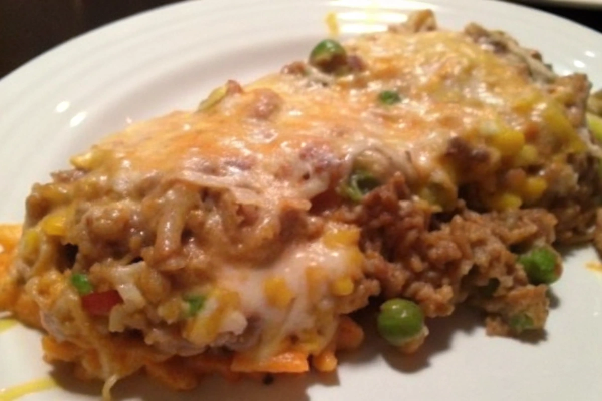 Cheesy Ground Beef Rice Casserole