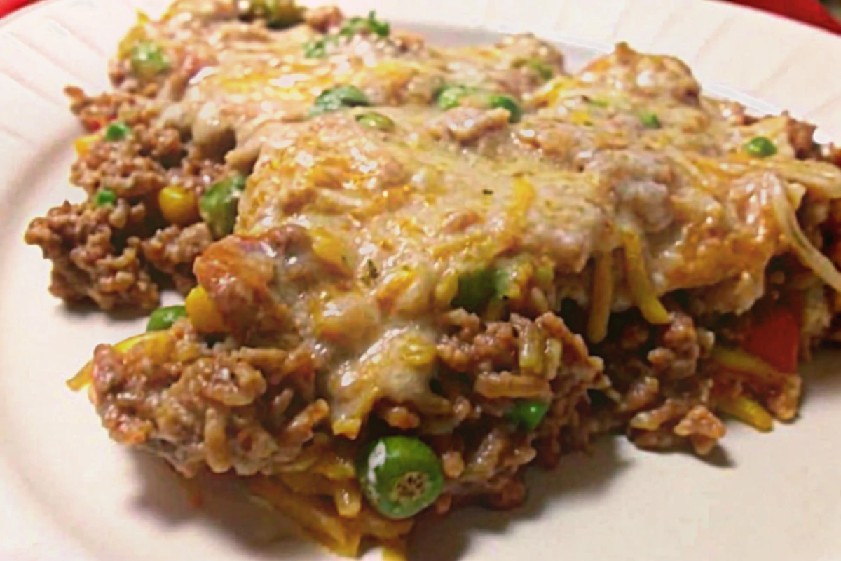 Cheesy Ground Beef Rice Casserole