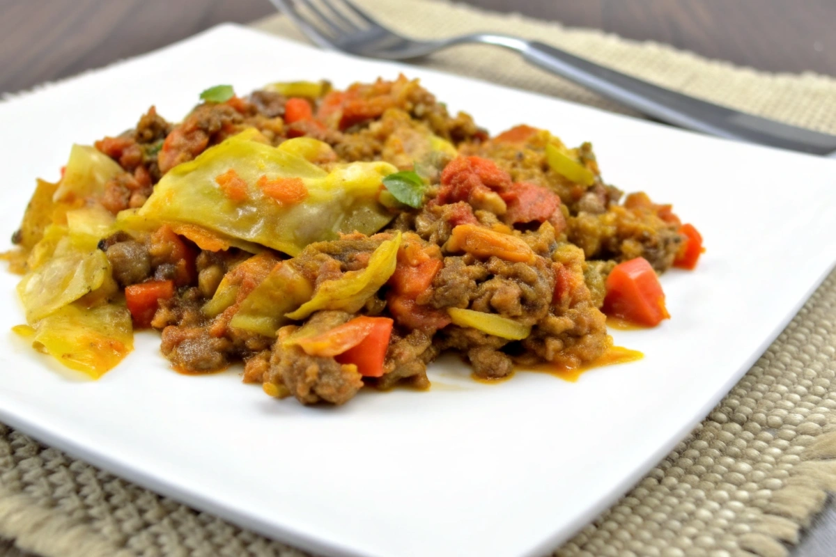 Cheesy Ground Beef and Cabbage Skillet