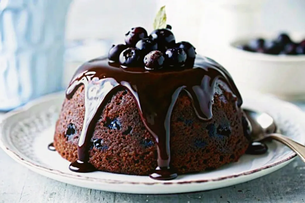 Chocolate and Cherry Christmas Pudding
