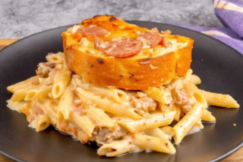 Dump and Bake Ground Beef Alfredo