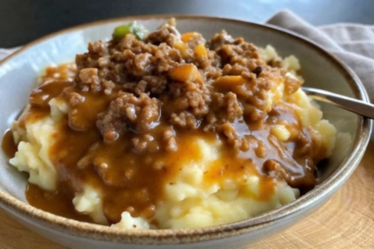 Mashed Potatoes with Ground Beef Gravy