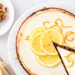 Meyer Lemon Ricotta Cheesecake with Walnut Crust