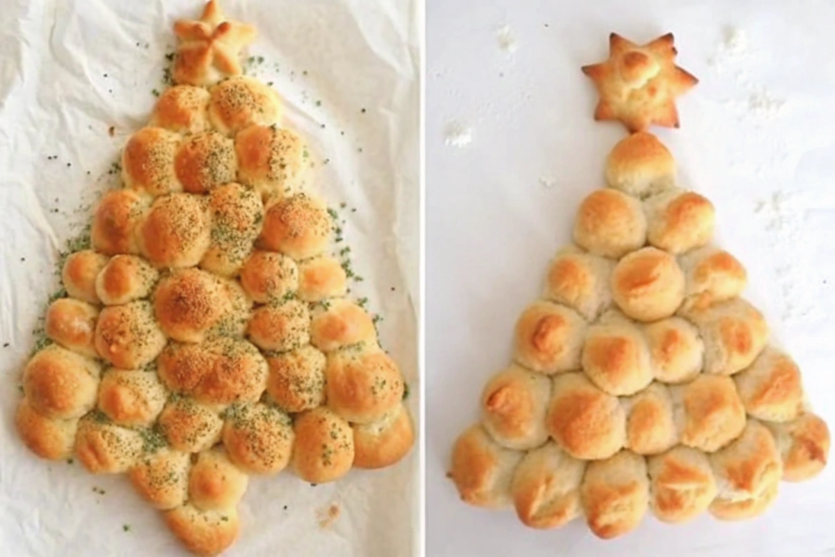 Pull Apart Christmas Tree Cheesy Bread