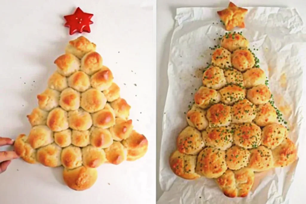Pull Apart Christmas Tree Cheesy Bread