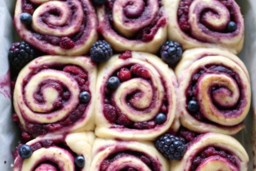 Triple Berry Sweet Rolls with Meyer Lemon Glaze