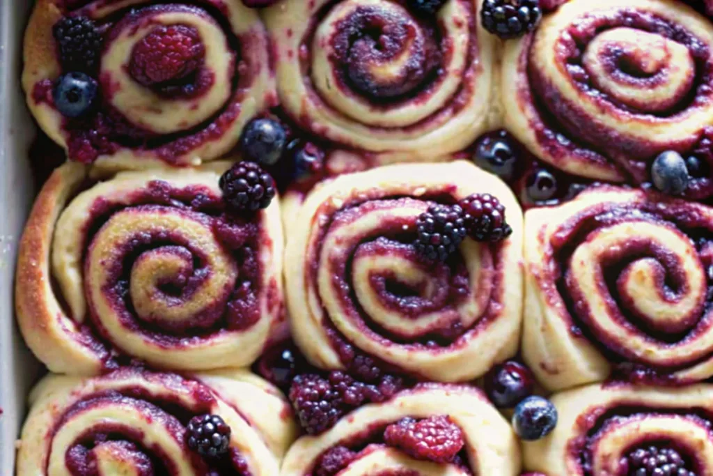 Triple Berry Sweet Rolls with Meyer Lemon Glaze