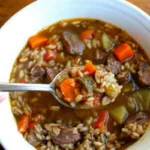 Vegetable Beef Shank Soup with Farro