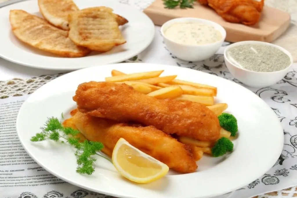 Catfish Dinner with Chips and Tartar Sauce