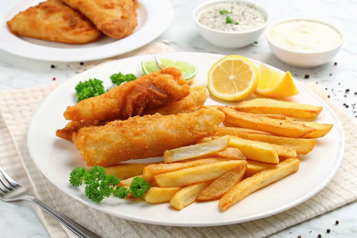 Catfish Dinner with Chips and Tartar Sauce