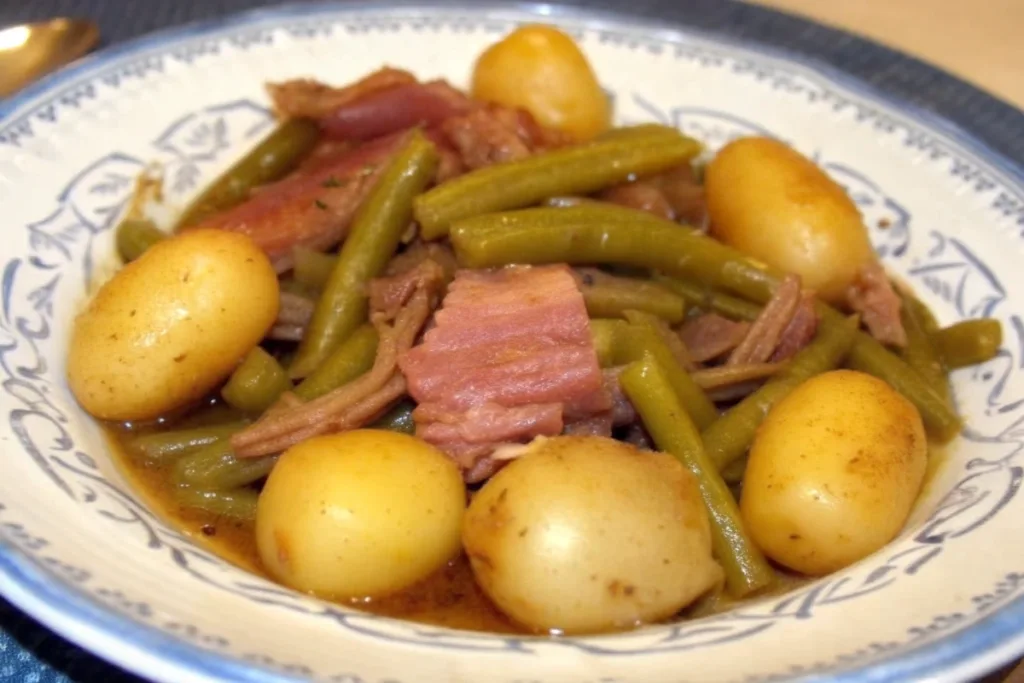 Slow Cooker Green Beans and Ham and Potatoes