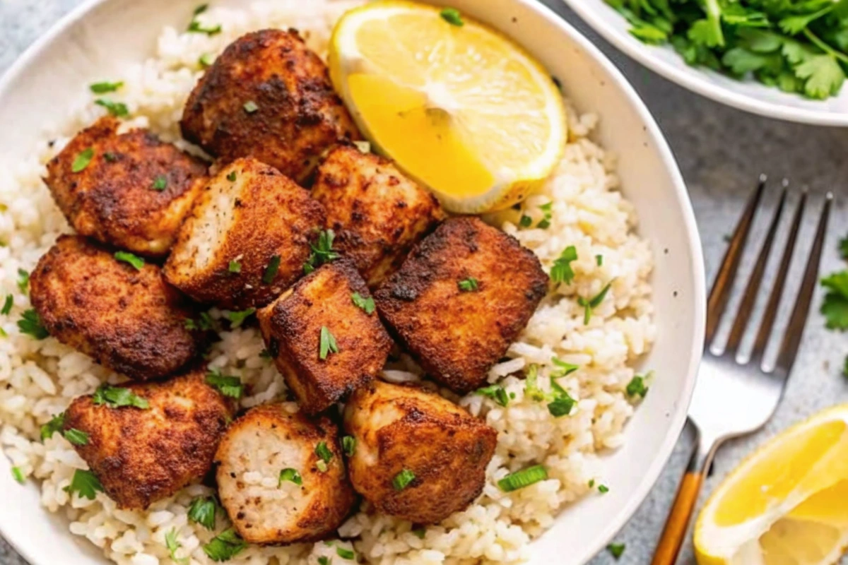 Blackened Salmon Bites in an Air Fryer Basket