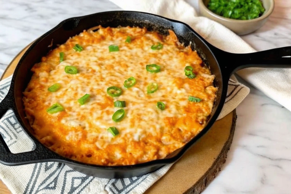 Easy Healthy Buffalo Chicken Dip ingredients laid out on a counter with measuring cups