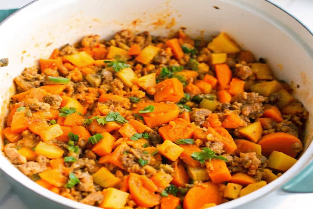 Healthy Sweet Potato Moussaka Skillet