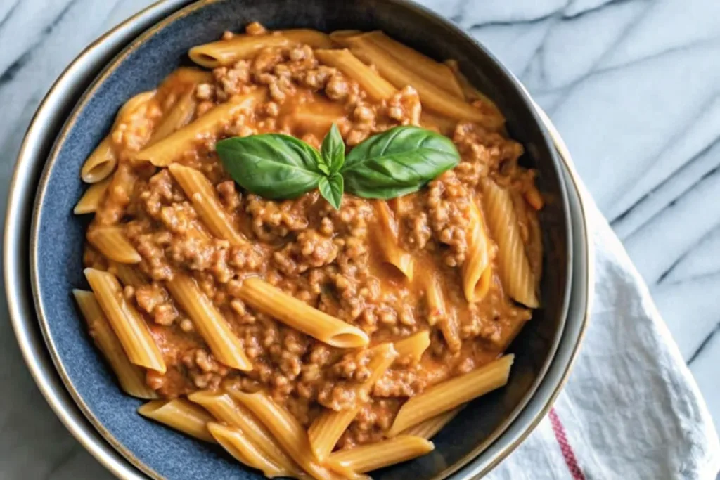 High Protein Creamy Beef Pasta
