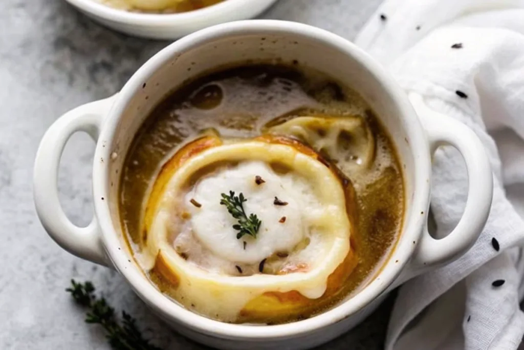 High Protein French Onion Chicken Soup