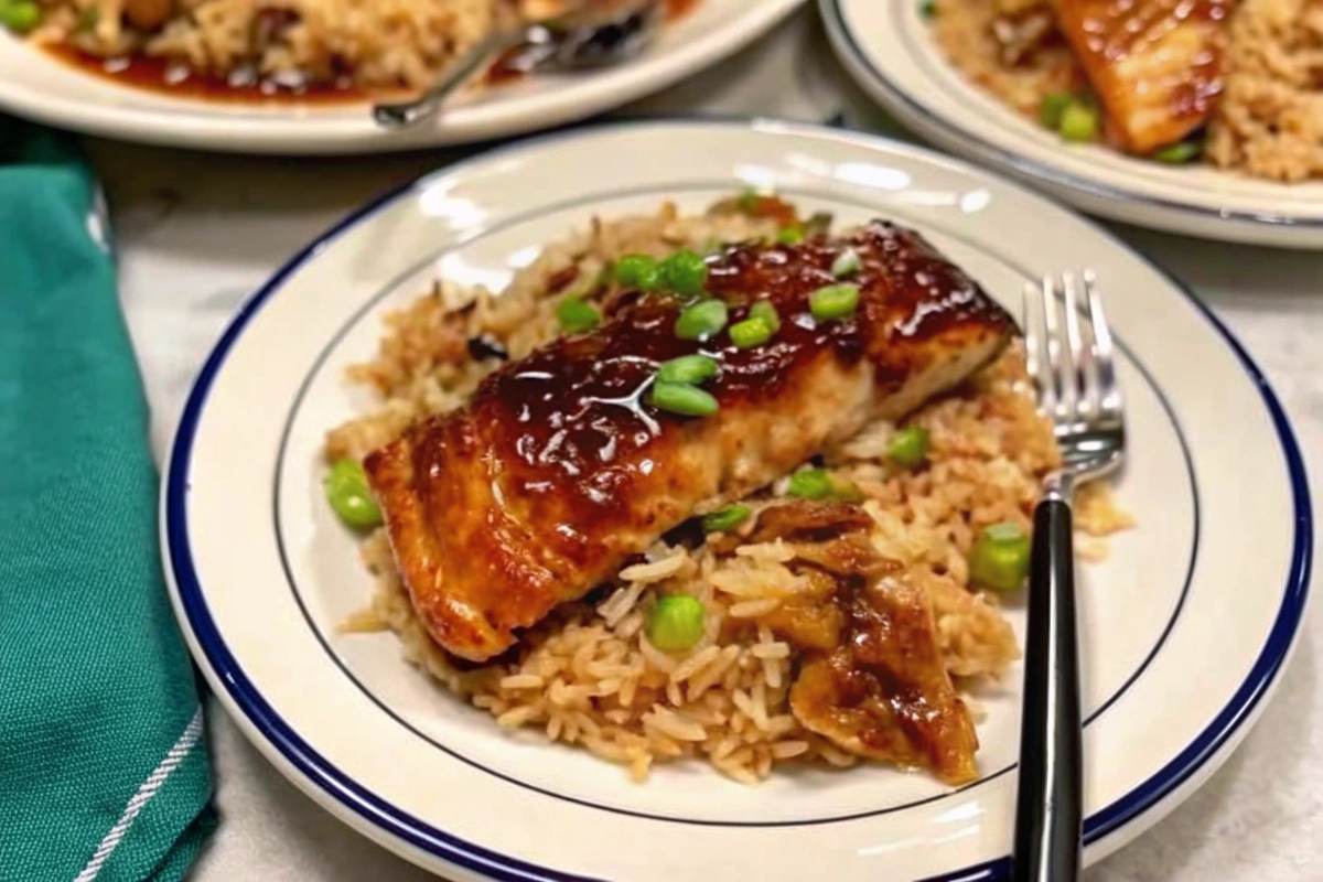 Finished One Pan Killer Crack Salmon and Rice