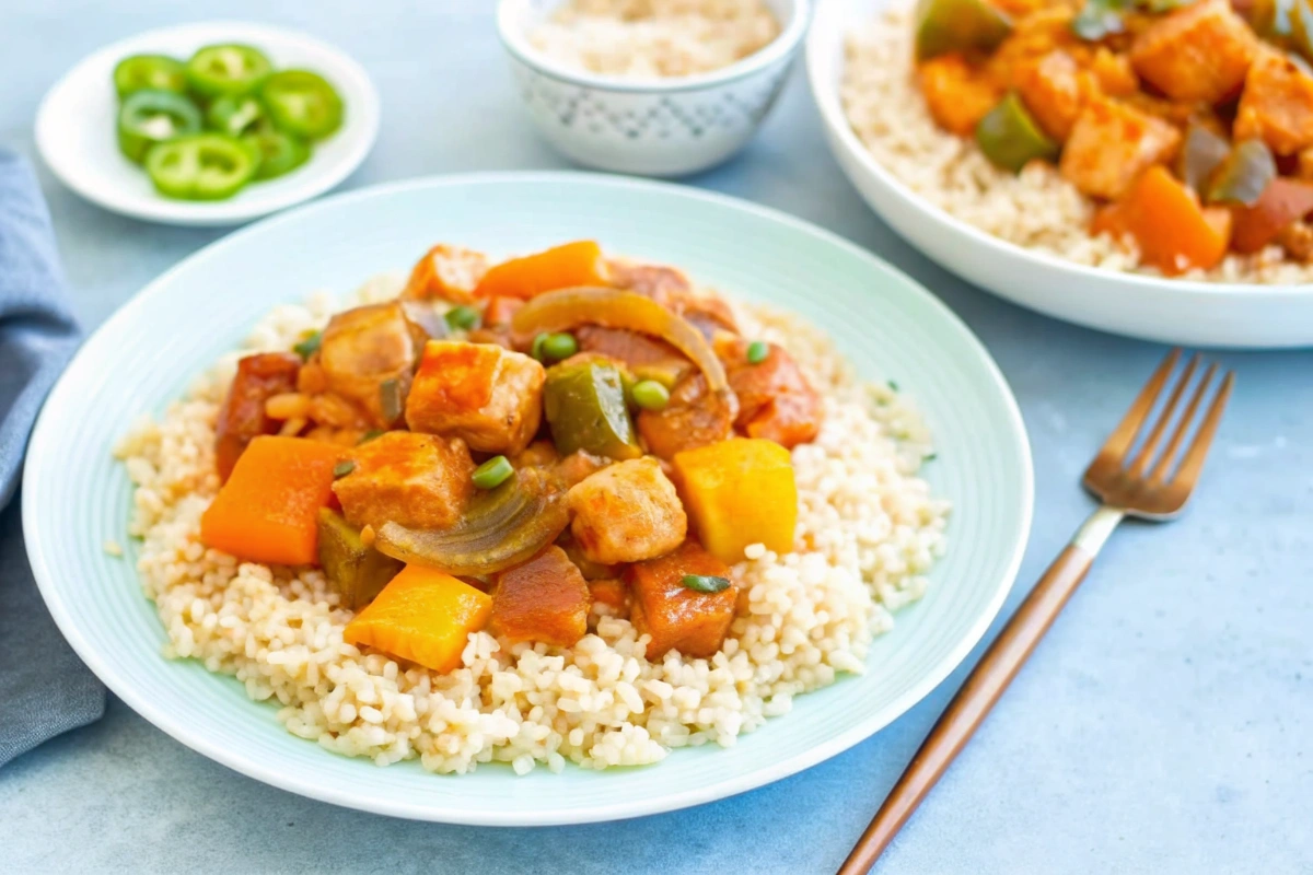 Slow Cooker Vegan Sweet and Sour Tempeh