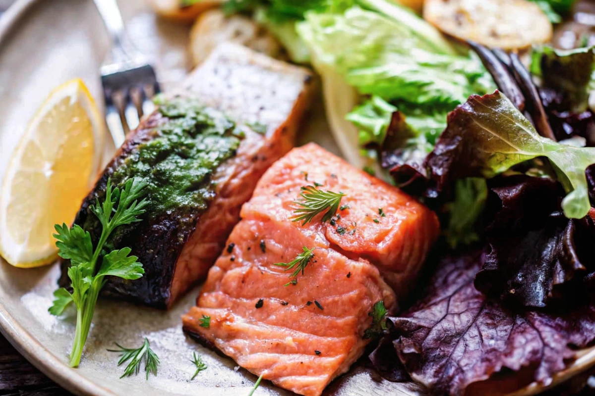 Sous Vide Salmon ingredients laid out on a kitchen counter
