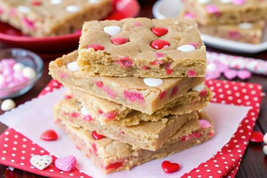 Valentine Peanut Butter Heart Cookie Bars
