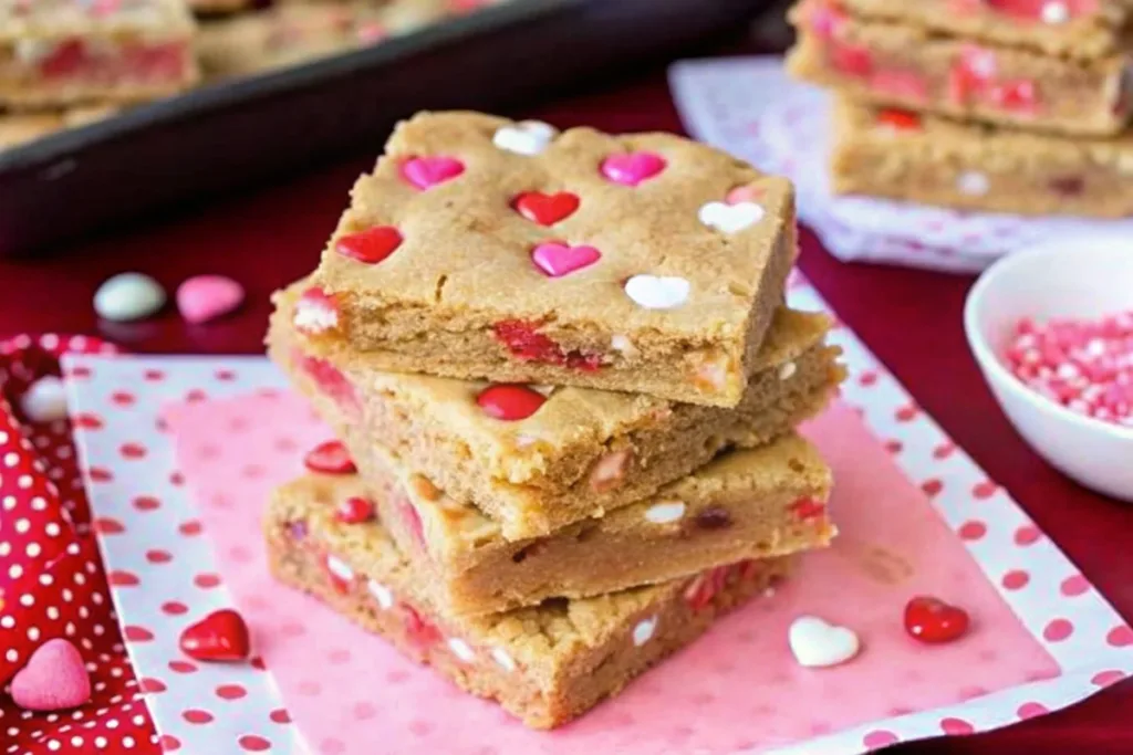 Valentine Peanut Butter Heart Cookie Bars