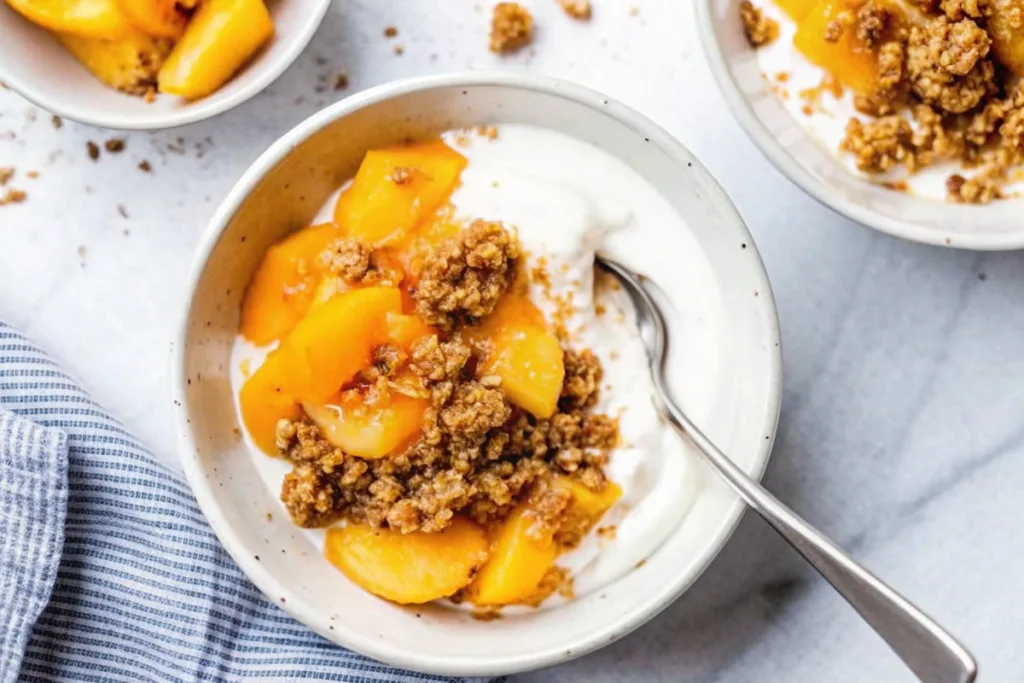 Warm Peach Crisp Yogurt Bowl