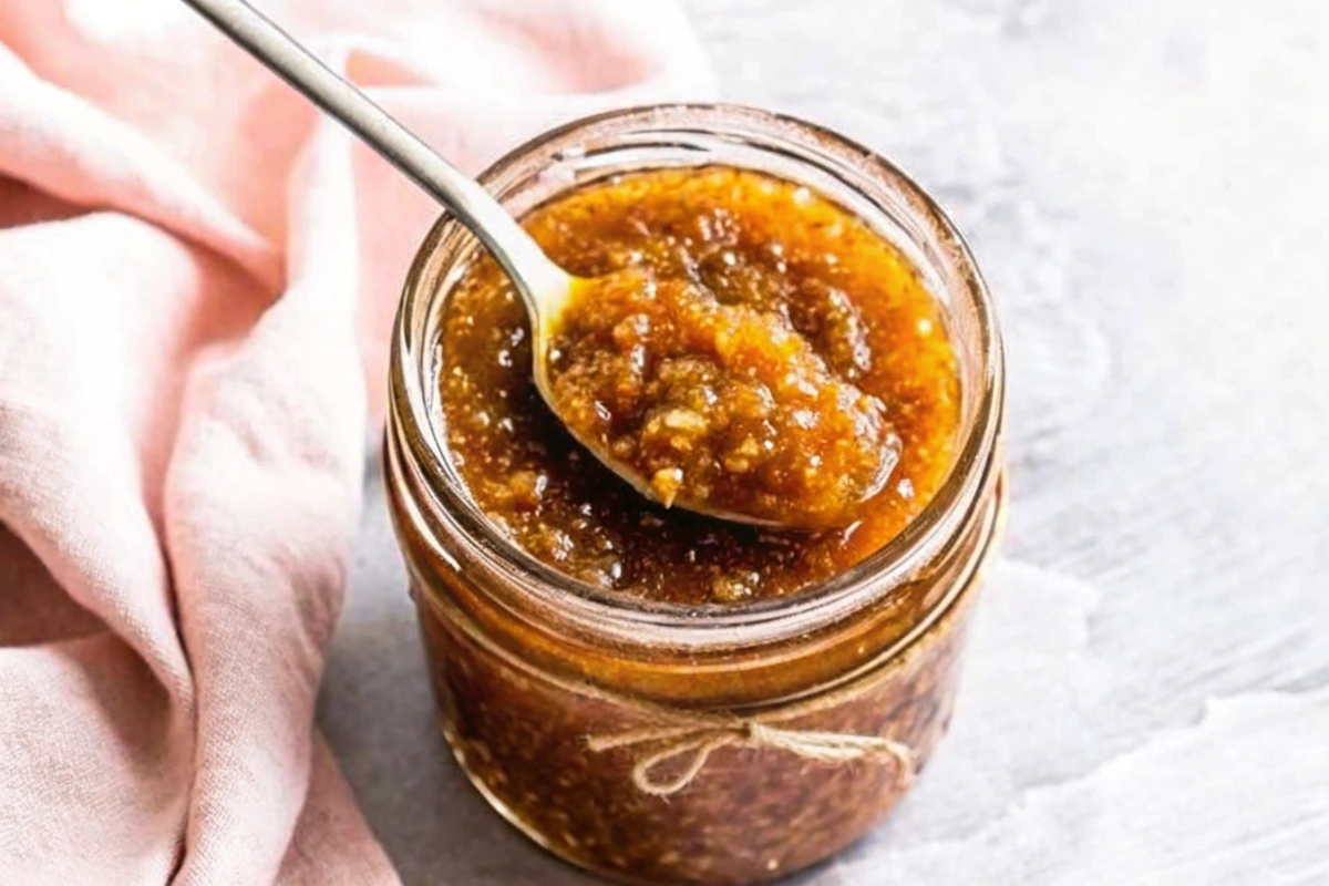 5 Minute Ginger Sauce drizzled over dumplings