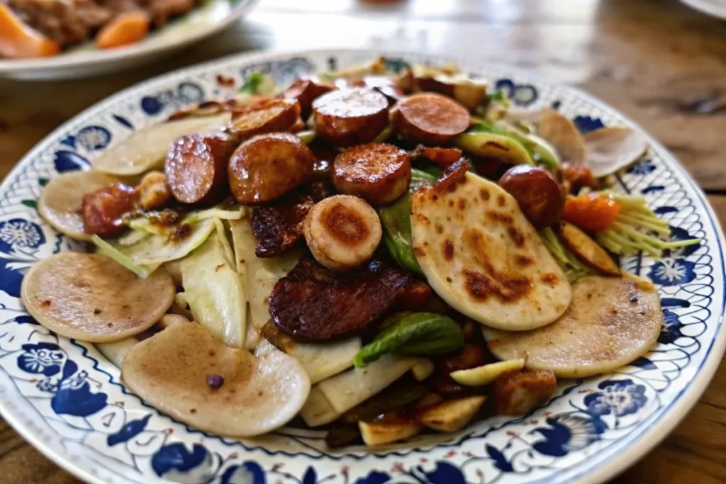 Blackstone Kielbasa and Pierogies