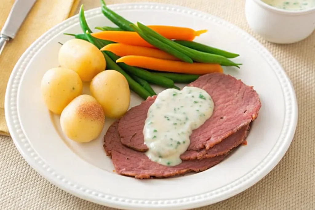 Corned Beef with Mustard Parsley Sauce