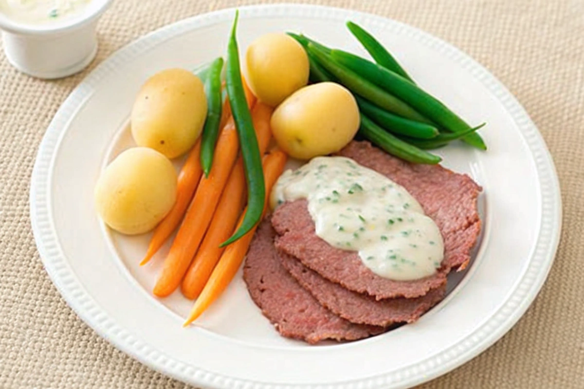 Corned Beef with Mustard Parsley Sauce