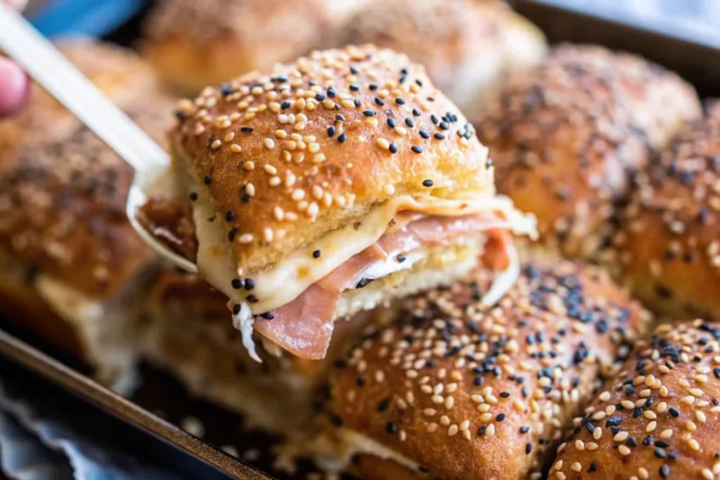 Everything Bagel Ham and Cheese Sliders