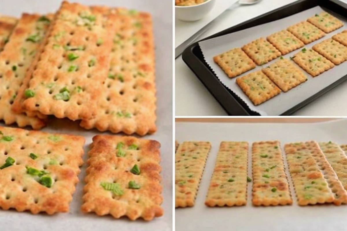 Homemade Green Onion Saltine Crackers Finished